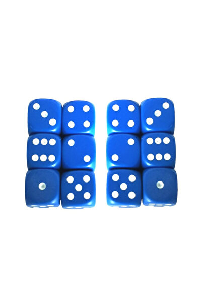 Game Master Set of 12 16 mm dice, blue, quality, opaque plastic
