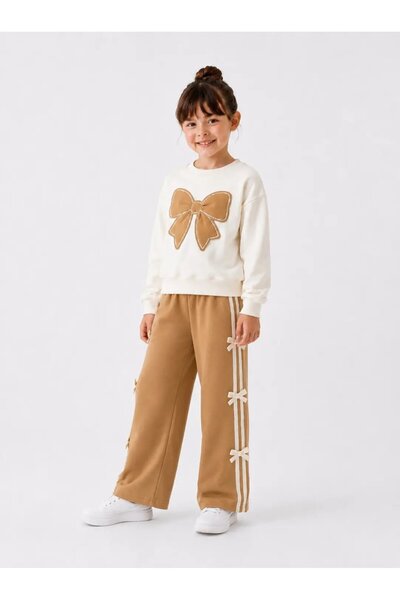 My Hanne Bowknot Embroidered Wide Leg Girls' Set 32455