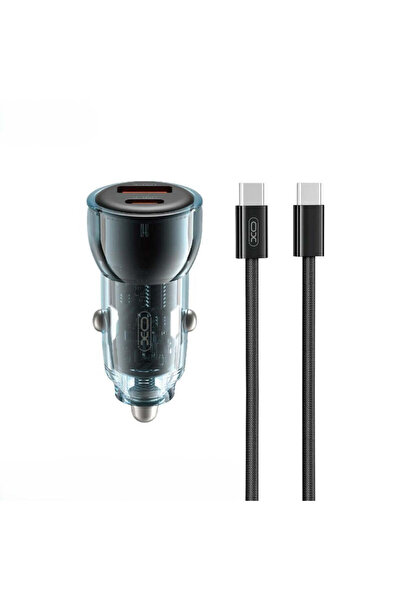 Xo Încărcător auto CC60 60W USB-C/USB-A, cu cablu USB-C - negru/albastru