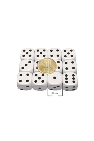 Game Master Set of 12 16 mm dice, white, quality, opaque plastic