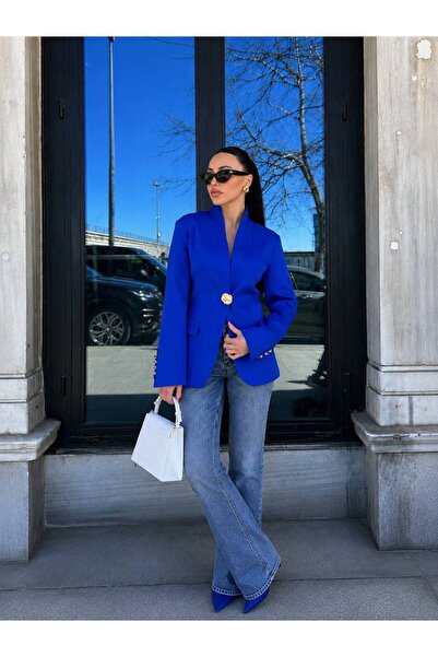 Hotfashion Gold Büyük Düğmeli Blazer Ceket