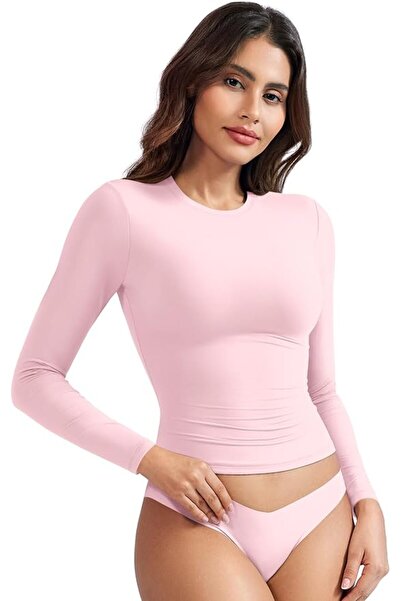 GENERAL Ize Long Sleeve Shirts for Women, Y2K Double Lined Blouses, Basic Sli...