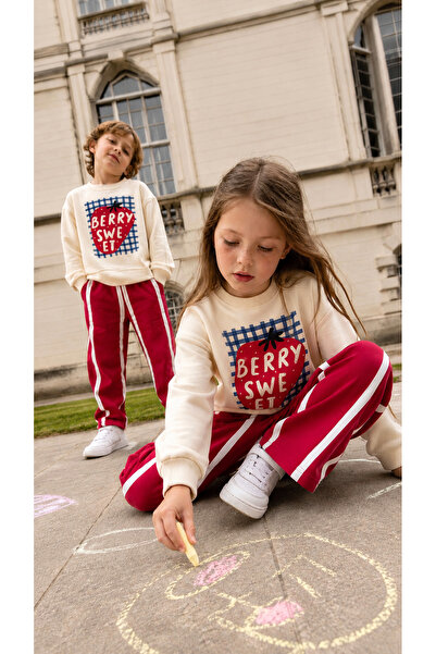 elzo collection Hanorac unisex cu imprimeu căpșuni Trening cu dungi Set de su...