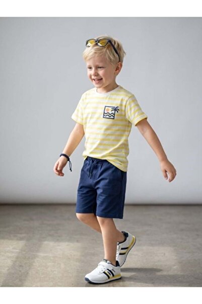 Zekids Σετ σορτς για αγόρια από βαμβάκι με ρίγες και χρώματα