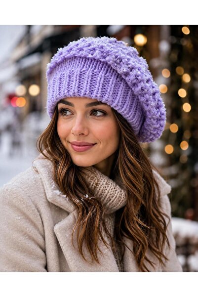 Wearflawless Дамска плетена барета тип  "художник ", Зимна плетена мека топла...