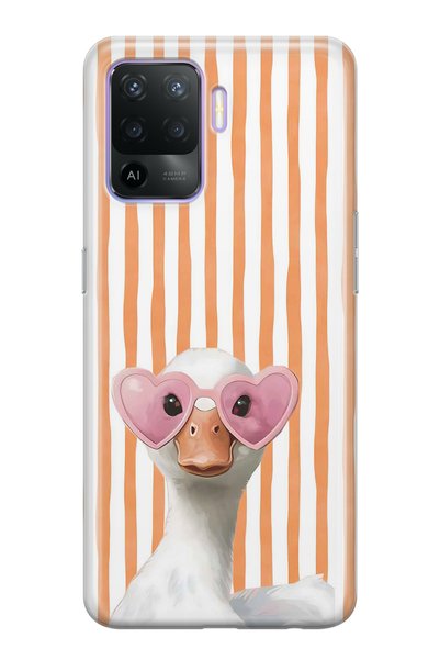FLAMENKO Oppo Reno 5 Lite Compatible Transparent Phone Case with Heart Glasse...
