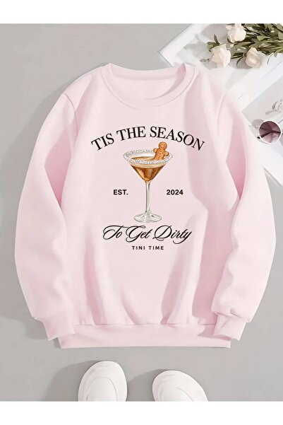 Hira Online Women's Martini Printed Three Thread Ribbed Sweatshirt