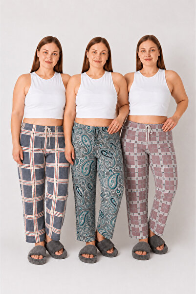 LOTTEBELLA 3-Pack Plus Size Cotton Thin Breathable Fabric Pajama Bottoms