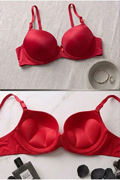 Lavint Homewear Red Ultra Push-Up Premium Supported Micro Underwire Silicone ...