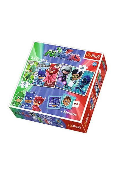 Trefl Set 2 în 1, Joc de memorie și Puzzle, PJ Masks