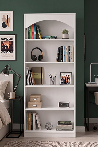Yurupa Venti 5 Raflı Kitaplık Modern Çok Amaçlı Salon Ofis Kitaplığı 187 cm B...