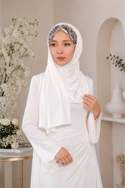 Differenza Crocodile Knot Combed Cotton Shawl - White