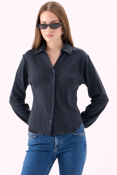 CrepTekstil Crep Women's 100% Cotton Interlock Stretchy Textured Buttoned Lon...