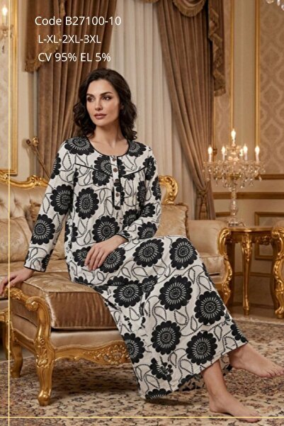 big mama Primum Cotton Plus Size Printed Rink Viscose Mother Nightgown - Rela...