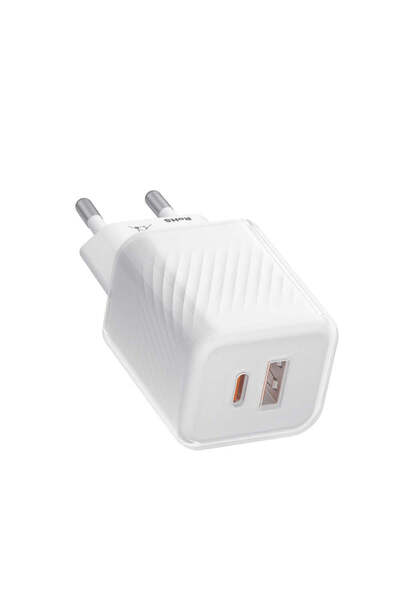BLUEO Încărcător de perete, 35W, GaN, USB, USB-C - Port dublu - Alb