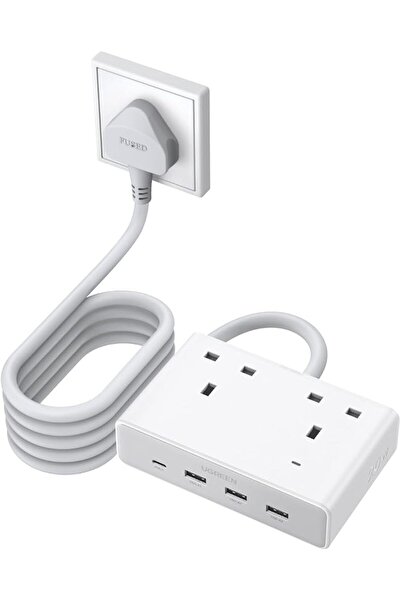 GENERAL 20W Uk Style Power Socket Extension Strip with 2990W Max Ac Outlets a...