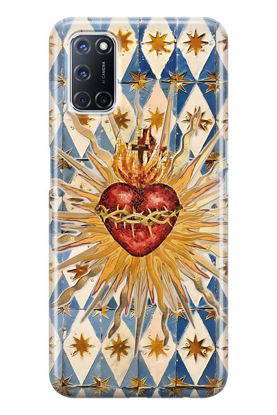 FLAMENKO Oppo A52 / A72 / A92 Compatible Vintage Sun and Heart Pattern Transp...