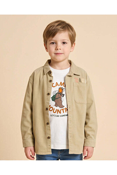 REDTAG Boys Sage Green Shirt And T-Shirt Set
