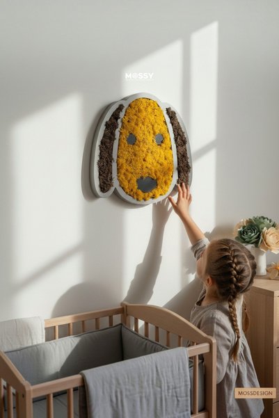 Mossy Decor Çocuk Odası Duvar Dekoru Yosunlu Köpek– El Yapımı Dekoratif Duvar...