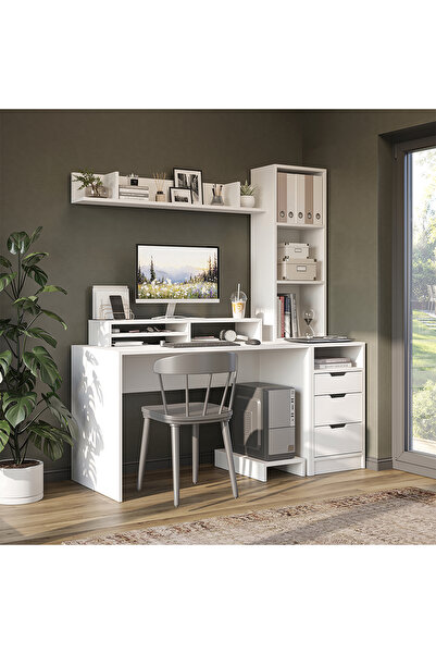 ROOMART Mode Kitaplıklı ve Raflı Çalışma Masası , Çalışma Ofis Masası , Bilgi...