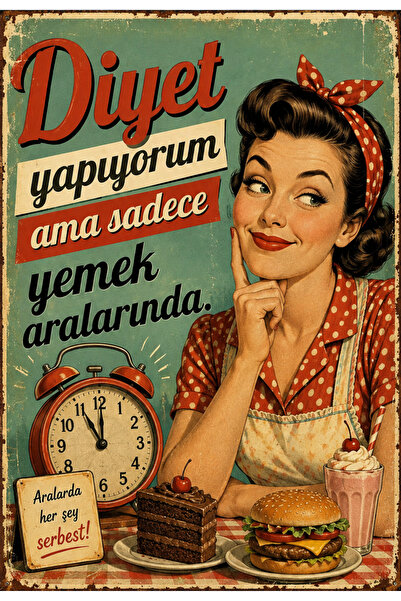 Lucena Na dijeti sam, ali samo između obroka Retro metalna zidna tabla