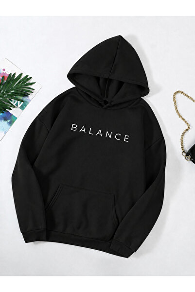 DEEPSENCE Ženska crna majica sa kapuljačom Balance