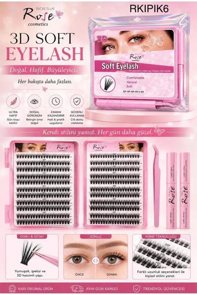 Roesıa Rose Cosmetics Rose Takma Kirpik Seti - Set İçeriği Demet Kirpik, Yapıştırıcı ve Cımbız