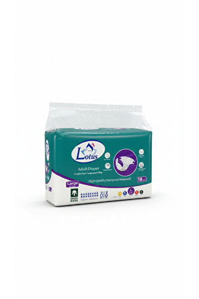 Zahrat Lotus Adult Diapers Large Size - 18 Pieces, High Absorption and Leak P...