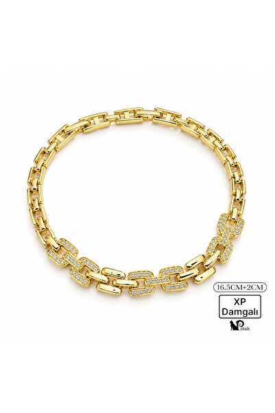 POKAK XUPING JEWELRY 14K Altın Kaplama Zirkon Taşlı Zincir Kuyumcu İşçiliği V...