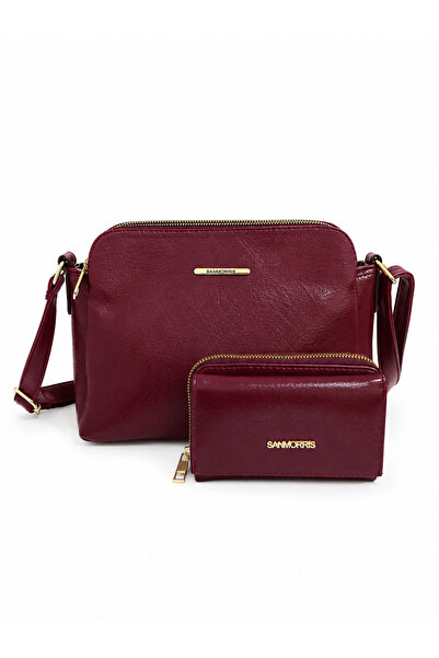 Sanmorris Women's Faux Leather Crossbody Shoulder Bag & Wallet Set