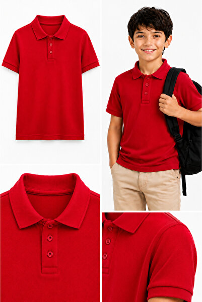 Nacar Unisex Polo Yaka %100 Pamuk Okul Kıyafeti Yakalı Kısa Kol Tshirt