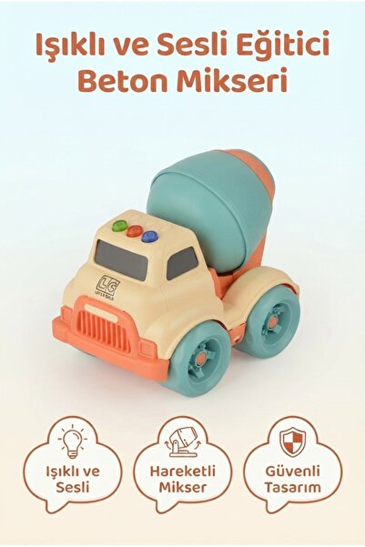 Tıfıl Toys Işıklı ve Sesli Eğitici Beton Mikseri Güvenli Gelişim Destekleyici...