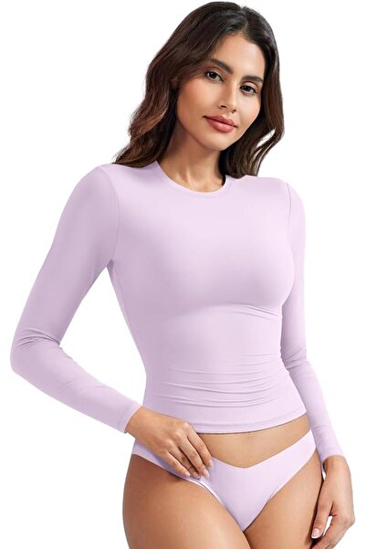 GENERAL Ize Long Sleeve Shirts for Women, Y2K Double Lined Blouses, Basic Sli...