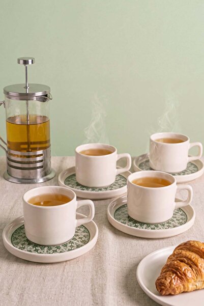 Rivaİstanbul Timeless Green Stackable Tea Presentation Set for 4 People - 8 P...