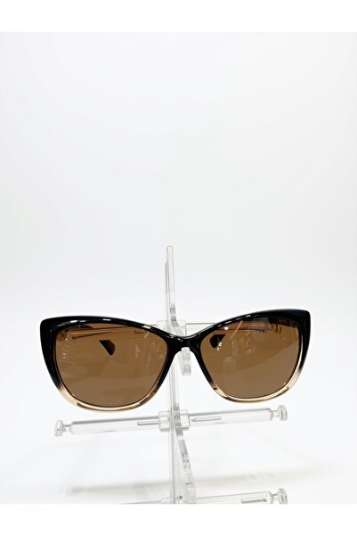 Benx Sunglasses Kadın Üstü Siyah Altı Şeffaf Bej Degrade Asetat Çerçeveli Eko...