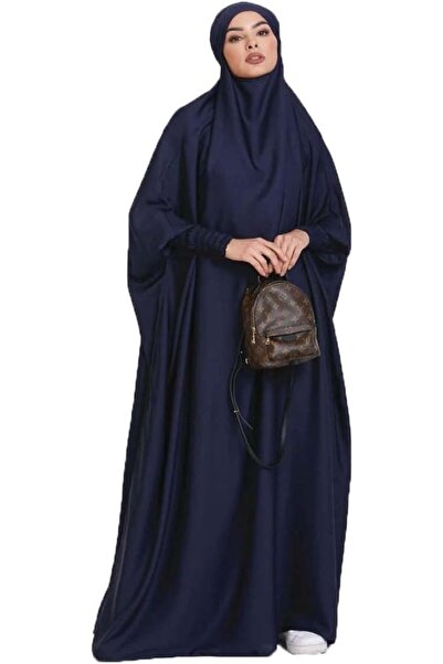 GENERAL عباية إسلامية نسائية فضفاضة بلون واحد، قطعة واحدة للصلاة، بغطاء رأس ك...