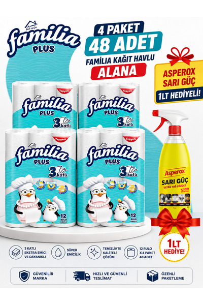 Familia 48li KAGIT HAVLU = ASPEROX SARI GÜÇ 1LT HEDIYELI