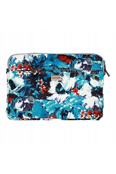 NO BRAND Husă Wonder Sleeve pentru laptop de 13-14 inci, alb cu flori de mac