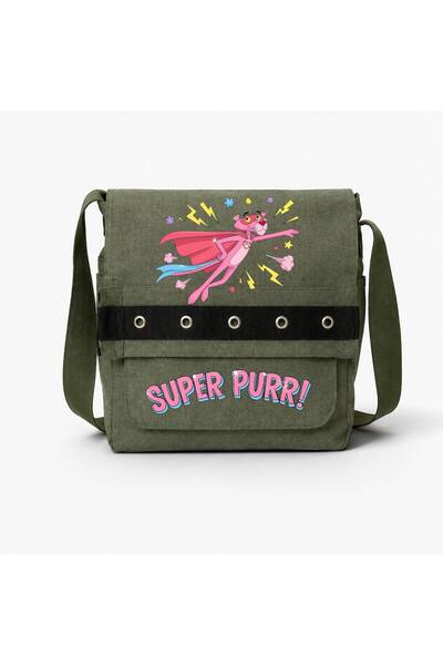 Minga London Khaki Super Purr Printed Round Eyelet Messenger Bag