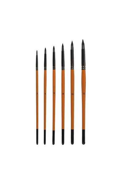 OEM Set pensule pentru pictură și desen, 6 bucăți – vârf rotund, mâner lemn
