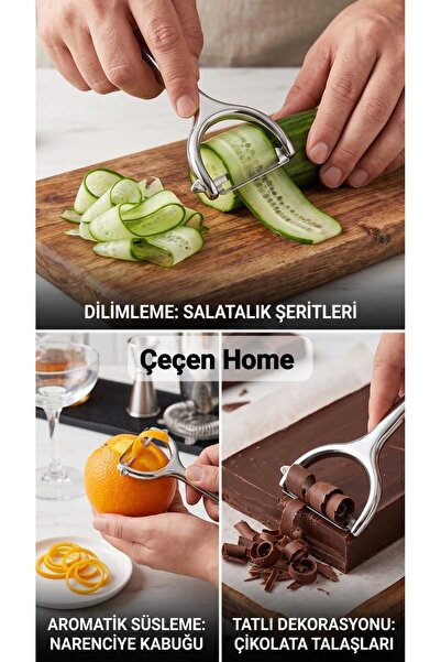 ÇEÇEN HOME Stainless Steel Multi-Purpose Peeler and Stripper, Cucumber Slicer...