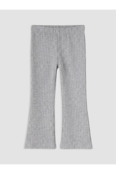 LC Waikiki Gray Girls' Ribbed Spanish Leggings