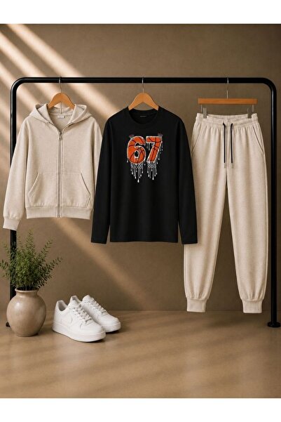 cm buseyiz Set casual din 3 piese pentru copii Busekids unisex: jachetă cu gl...