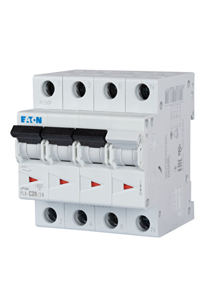 Eaton Automatic circuit breaker 20a 3p+n c 6ka, eaton, multicolor