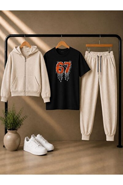 cm buseyiz Set casual din 3 piese pentru copii Busekids unisex: jachetă cu gl...
