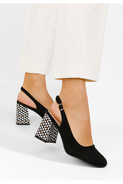 B T Shoes Μαύρα παπούτσια τολίδα με λουράκι στην πτέρνα
