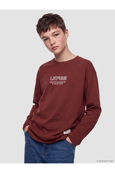 LC Waikiki Rmz Gi̇yi̇m Farkiyla Zero Roba Collar Letter Printed Boys' T-Shirt