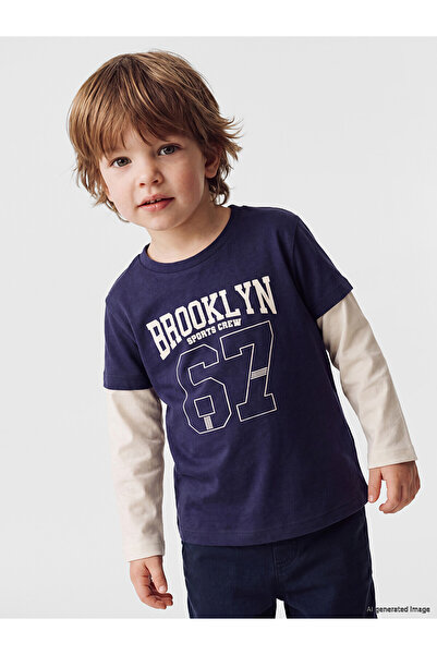 LC Waikiki Two Mt Shop Quality Lcw Baby Navy Blue Combed Cotton Printed Baby ...