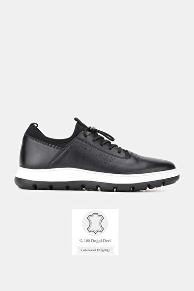 TUNAELLİ Men's Black Genuine Natural Leather Orthopedic Sole Comfort Smart La...