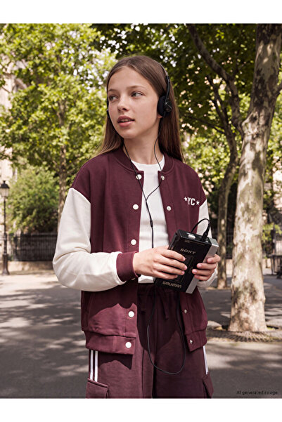 LC Waikiki Rmz Gi̇yi̇m Farkiyla College Roba Collar Nyc Printed Girls' Jacket